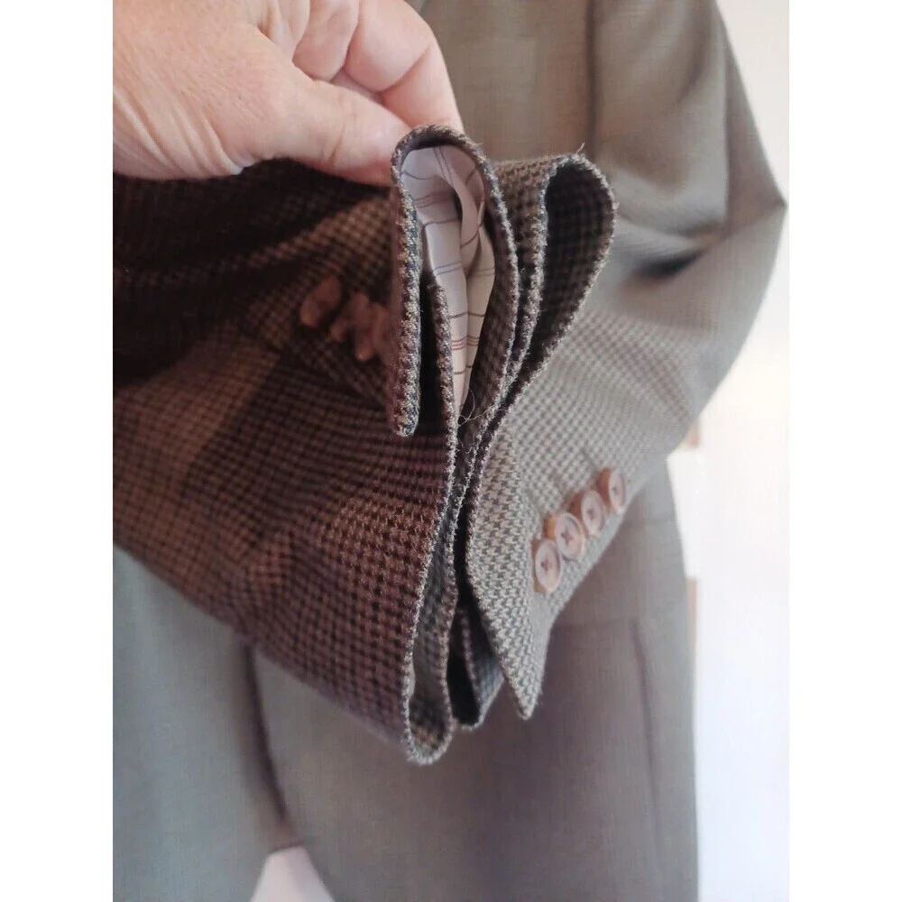 Ralph Lauren brown herringbone blazer mens 41R sportjacket silk wool classic
